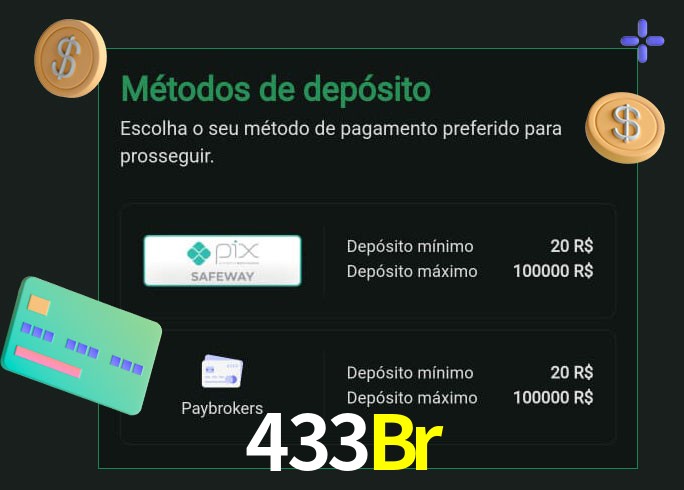O cassino 433Br oferece uma grande variedade de métodos de pagamento